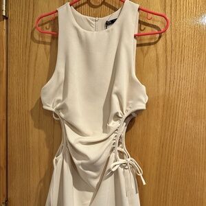 Zara Women Cut Out Slim Midi Creme Dress